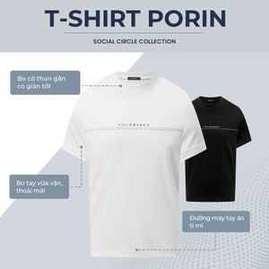 Áo Thun Nam T-Shirt Porin Polomanor Màu Trắng Thun Cvc Regular Fit