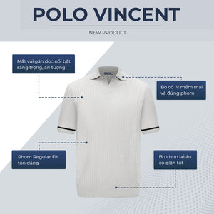 Áo Polo Nam Vincent Polomanor Màu Xám Dệt Kim Regular Fit