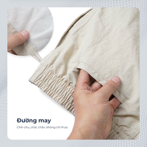 Chi Tiết Túi Quần Short Nam Wizen Short Polomanor Màu Be Vải Dù Regular Fit