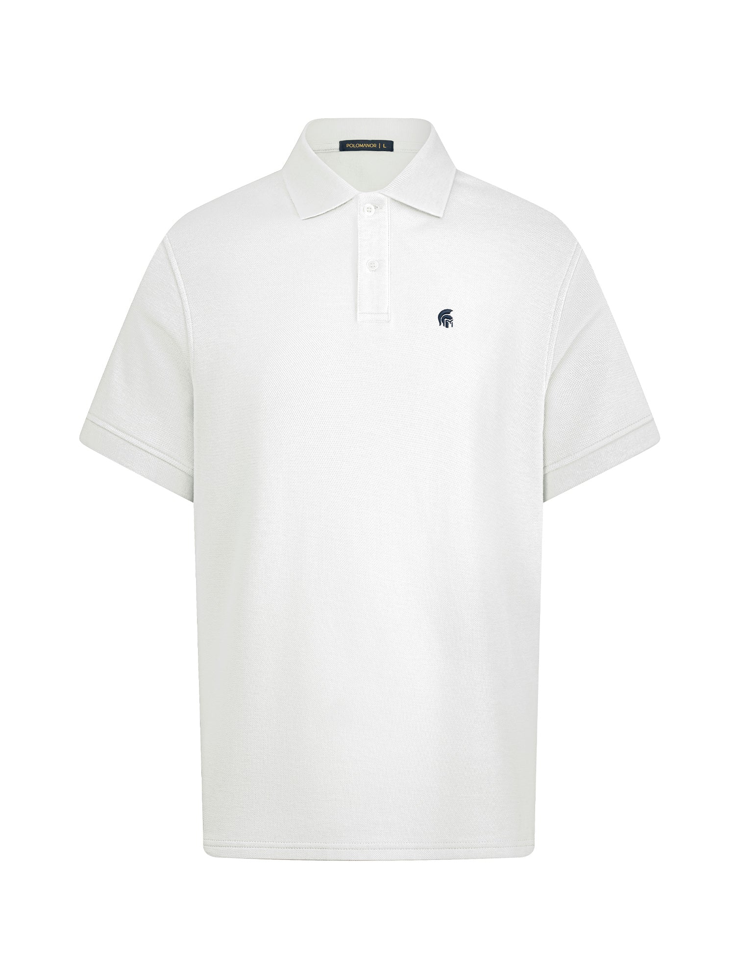 Áo polo nam Symbol regular fit vải cá sấu cotton màu trắng từ Polomanor