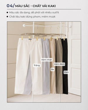 Quần Dài Nam Kaki Polomanor Màu Xám Khaki Tây Regular Fit