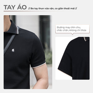 Chi Tiết Tay Áo Polo Nam Denis Polomanor Cotton Interlock Regular Fit
