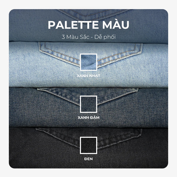 Quần Jean Straight Polomanor Màu Xanh Nhạt, Xanh Đậm Denim Jean Regular Fit