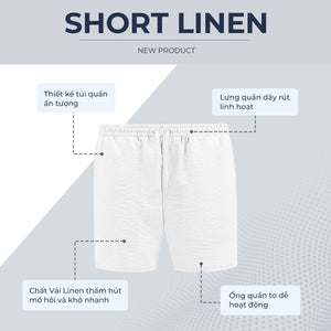 Quần Shorts Nam Linen Polomanor Màu Trắng Vải Linen Regular Fit