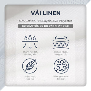 Chi Tiết Chất Vải Quần Shorts Nam Linen Polomanor Màu Trắng Vải Linen Regular Fit