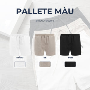 Quần Shorts Nam Linen Polomanor Màu Trắng Vải Linen Regular Fit