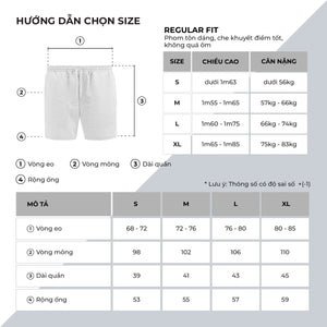 Chi Tiết Bảng Size Quần Shorts Nam Linen Polomanor Màu Trắng Vải Linen Regular Fit