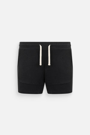 Quần Shorts Nam Nỉ Polomanor Màu Đen Vải Nỉ Chân Cua Regular Fit
