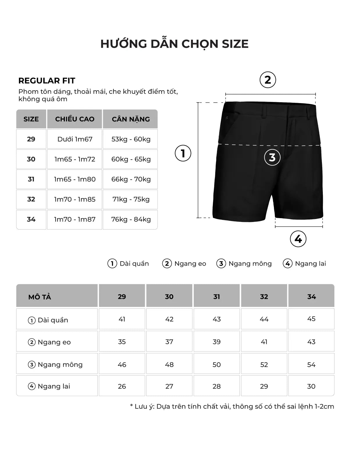 Bảng size của sản phẩm