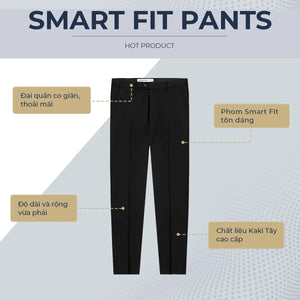Quần Dài Nam Smart Fit Khaki Polomanor Màu Đen Khaki Tây Regular Fit