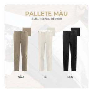 Quần Dài Nam Smart Fit Khaki Polomanor Màu Đen Khaki Tây Regular Fit