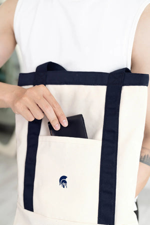 Túi Tote Polomanor V2 Canvas Màu Be Xanh Navy Chi Tiết 7