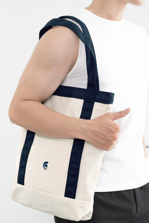 Túi Tote Polomanor V2 Canvas Màu Be Xanh Navy Chi Tiết 3