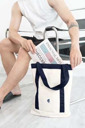 Túi Tote Polomanor V2 Canvas Màu Be Xanh Navy Chi Tiết 6